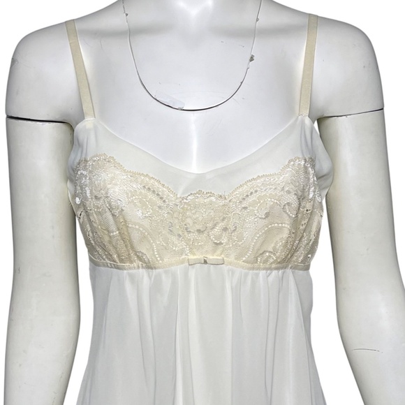 Oscar de la Renta Pink Label Sleeveless Babydoll Chemise Nightgown Ivory Size M - Picture 2 of 7